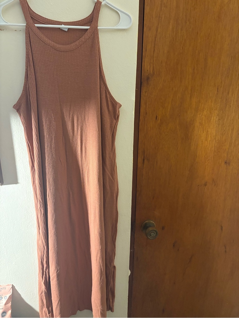 Old Navy Ribbed Maxi Dress in Rust Brown